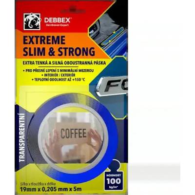 Debbex Extreme Slim Clear Obojstranná páska 19 mm x 5 m transparent