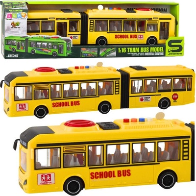 LeanToys Kloubový školní autobus Otevírání dveří Světla Zvuky ŽlutéLEAN Toys 1:16