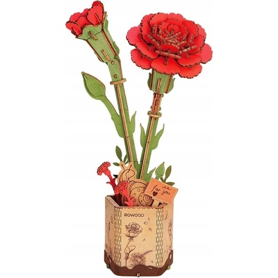 ROWOOD Drevené 3D puzzle Červené klinčeky 124 ks