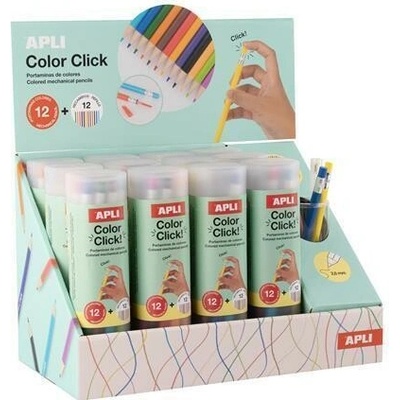 Color mechanická pastelka Click displej/12 ks 12 různých barev v plastovém pouzdře LCA20079