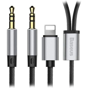 Baseus Lightning to 3.5 mm + 3.5 mm - двоен AUX аудио кабел от Lightning към 3.5 мм. и 3.5 мм (черен)
