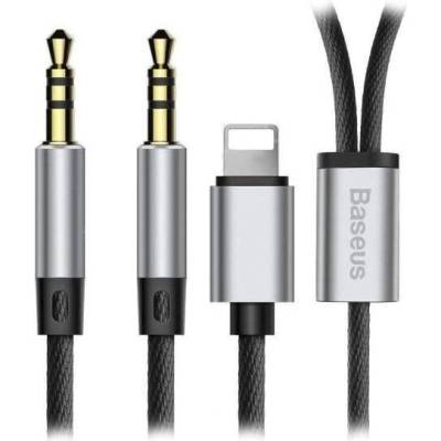 Baseus Lightning to 3.5 mm + 3.5 mm - двоен AUX аудио кабел от Lightning към 3.5 мм. и 3.5 мм (черен)
