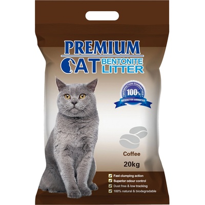 Premium Cat Премиум котешка тоалетна с бентонит - Кафе за котки 20 кг