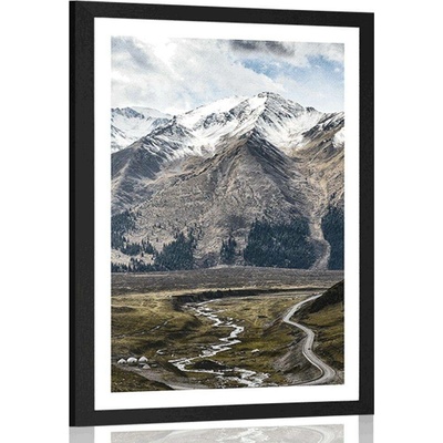 Plakát s paspartou nádherné horské panorama - 20x30 silver