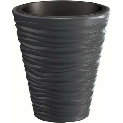 PROSPERPLAST Plastový kvetináč SAND 29,5 cm antracit