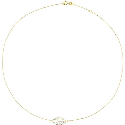 Cutie Jewellery Něžný náhrdelník ze žlutého zlata lístek Z0130-40-X-1