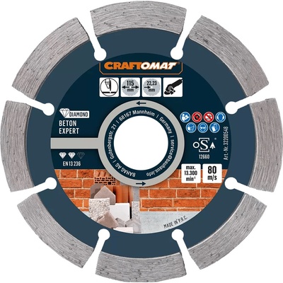 Craftomat Rezný kotúč diamantový 115 × 1,8 × 22,23 mm 6680002