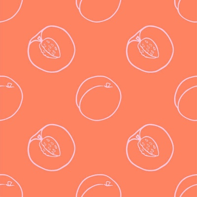 Plakát, Obraz - Outline peach fruit seamless pattern., Daria Khivrenko, 40 × 40 cm