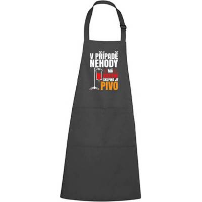 Dobrý Triko Zástěra s potiskem Krevní skupina pivo Antracitová