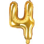 PartyDeco Балон от фолио Mini - число 4 златен 35 см