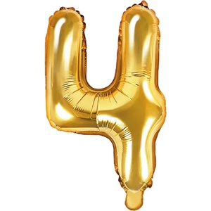 PartyDeco Балон от фолио Mini - число 4 златен 35 см