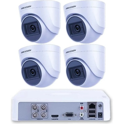 HIKVISION Комплект 4 Куполни Камери Hikvision ZK41920W с Аудио и Нощно Виждане 20m (ZK41920W)