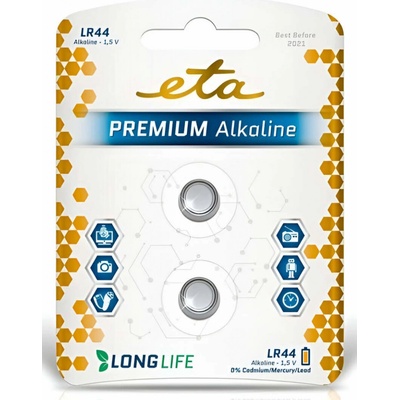 ETA PREMIUM ALKALINE LR44 2ks LR44PREM2