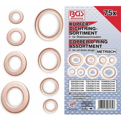 O kroužky, těsnící měděné, sada 75 dílů - BGS 8132 – Hledejceny.cz