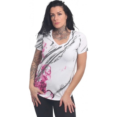 Yakuza Dark Skull Curved V Neck GSB24133 Bílé