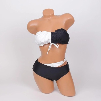 Дамски бански в черно и бяло без презрамки