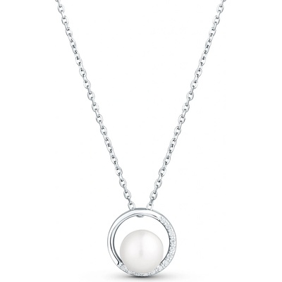 JwL Luxury Pearls Něžný náhrdelník se zirkony a pravou perlou JL0833