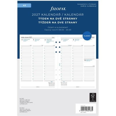 Filofax A5 týden 2027