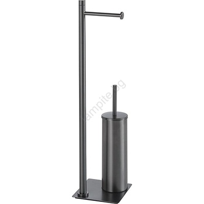 Gedy - Стояща тоалетна четка с държач за тоалетна хартия TRILLY, сив металик (SH0917)