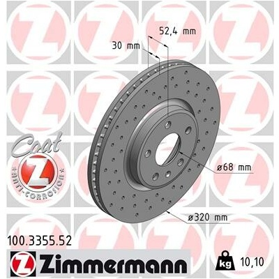 Brzdový kotúč ZIMMERMANN 100.3355.52 (100335552)