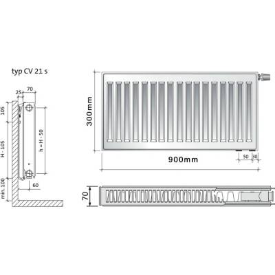 Purmo CV21s 300 x 900