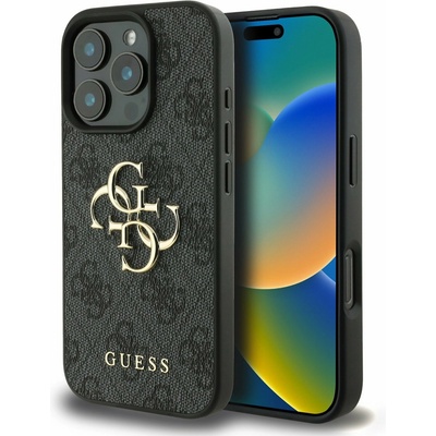 GUESS PU 4G Metal Logo Заден калъф за iPhone 16 Pro Max Сиво Guess | Lilav | МЪЖЕ | UNI