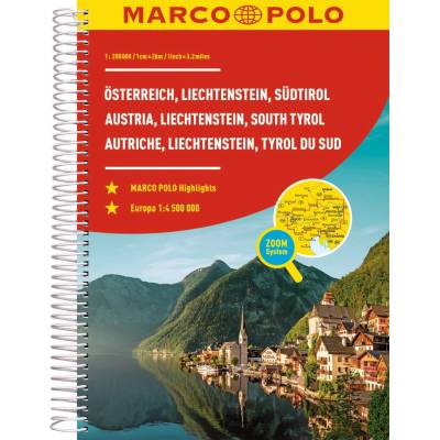 Rakousko, Lichtenštejnsko, Jižní Tyrolsko autoatlas 1:200 000 - Marco Polo