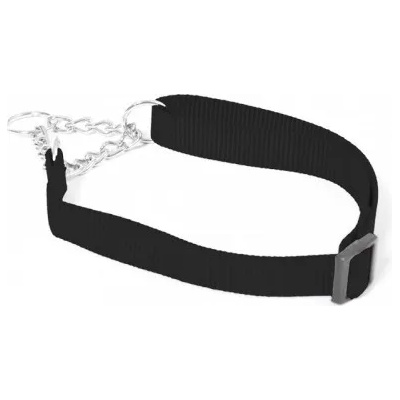 Duvoplus Nylon нашийник за кучета, полу-душач - черен, дължина 45-70 см, ширина 25 мм, Белгия - 0111000057