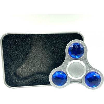 Stříbrný fidget spinner HQ modrý diamant