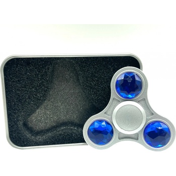 Stříbrný fidget spinner HQ modrý diamant