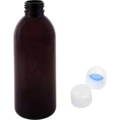 Tera Plastová lahvička hnědá s bílým uzávěrem 300 ml