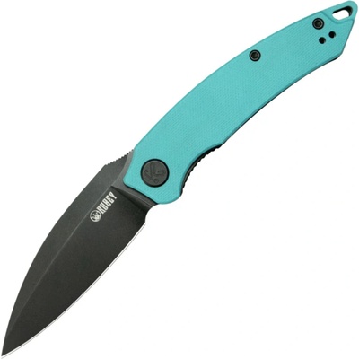 Leaf - Blackwash AUS-10 with Tiffany blue G10 handle
