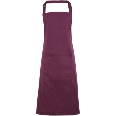 Premier PR154 Zástěra s laclem a kapsou na břiše Colours fialová aubergine