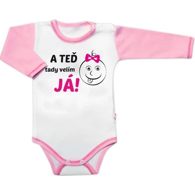Baby Nellys Body dlhý rukáv s vtipným textom A TEĎ tady velím JÁ! Holka