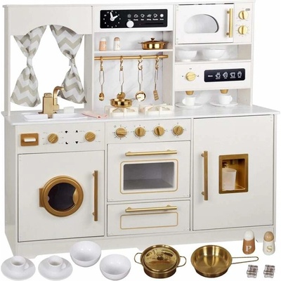 JOKO Veľká Drevená Kuchynka Glamour so svetlom a zvukom 109cm krémovo-zlatá