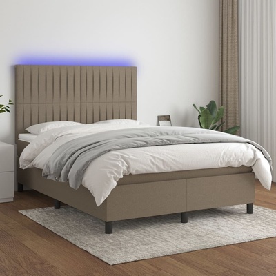 vidaXL 11461.3135033 Boxspring postel s matrací a LED taupe textil