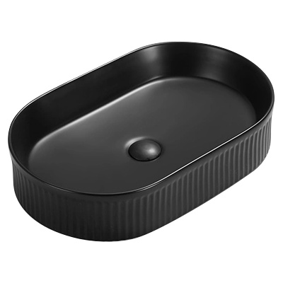 Mexen Grovo умивалник за плот, рифелован 49 х 31 см, черен мат - 22304985 (22304985)