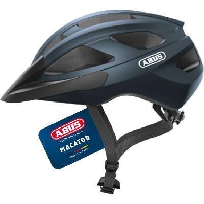 road bike helmet Macator - sporty bike helmet for beginners - also for pigtail wearers - for women and men - dark blue glossy, size L - 67327