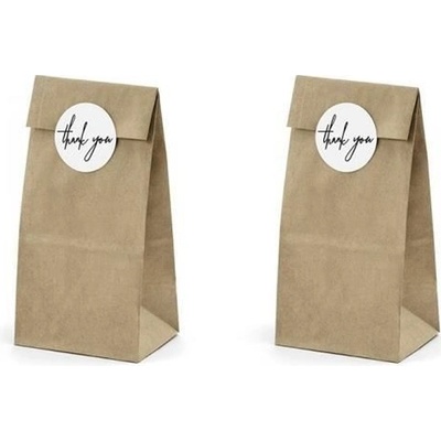 Dárkové papírové pytlíčky hnědé 8 x 18 x 6 cm - 6 ks Thank you – Hledejceny.cz