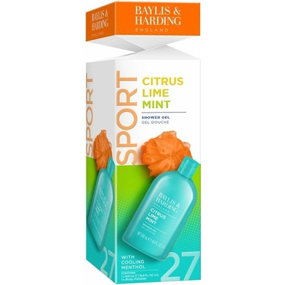 Baylis & Harding Men's Citrus Lime & Mint sprchový gél s chladivým účinkom 500 ml + huba na umývanie 1 ks