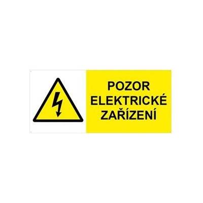 POZOR Elektrické zařízení ! - bezpečnostní tabulka s dírkami, plast 2 mm, 90 x 40 mm