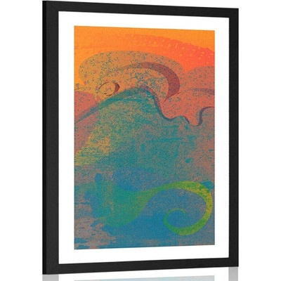 Plakát s paspartou abstrakce moře - 40x60 black