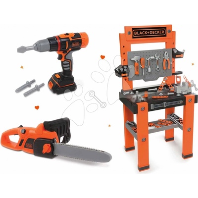 Smoby detská pracovná dielňa Black+Decker so 79 doplnkami+elektronická kotúčová píla+elektronická vŕtačka