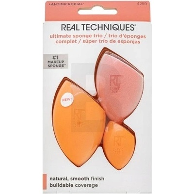 Real Techniques Ultimate sponge Trio Miracle Complexion hubka na tekutý make-up 1 ks + Mini Miracle Complexion hubka na tekutý make-up mini 1 ks + Miracle Powder hubka na púder 1 ks kozmetická sada