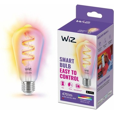 Philips Wiz Colors 8720169072213 LED žiarovka E27 ST64 6,3W/470lm 2200-6500K+RGB číra
