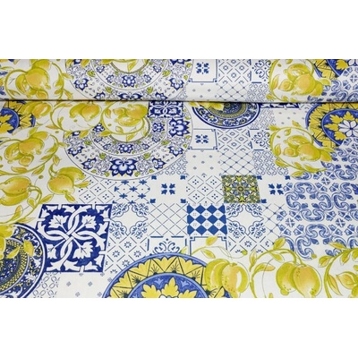 MADE IN ITALY Dekoračná bavlnená látka Majolika citróny, š. 140 cm Viacfarebná Šírka 140 cm