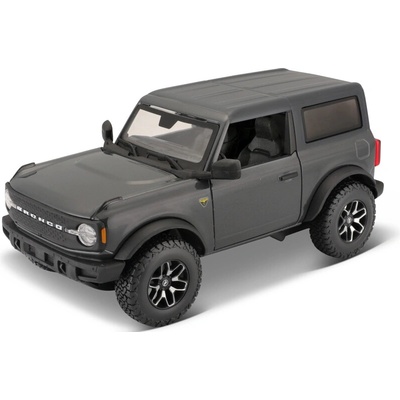 Maisto 2021 Ford Bronco – kovový model auta 1:24 metalická tmavě šedá
