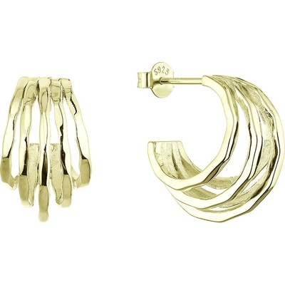 Pavona Pozlacené stříbrné náušnice pět vlnitých kruhů 61081