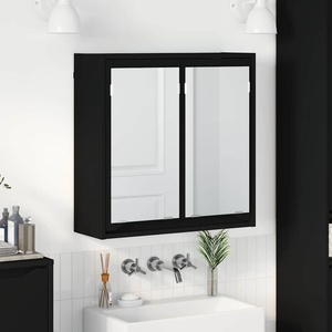 vidaXL Шкаф с огледало за баня Черно 60 x 20 x 60 cm (888778)