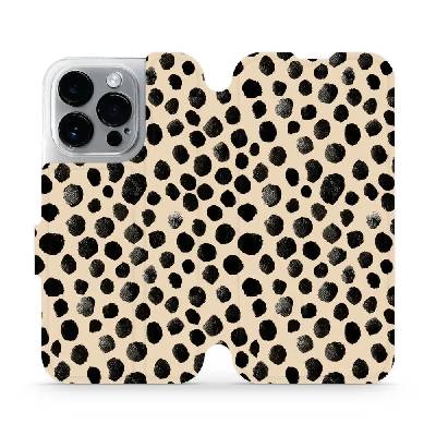 Flipové pouzdro Mobiwear - Apple iPhone 14 Pro - VA50S Černé puntíky (Knížkové flip pouzdro, obal, kryt na mobil Apple iPhone 14 Pro - VA50S Černé puntíky, materiál Umělá kůže + TPU - ochrana 360°, st